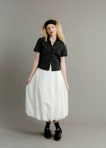 A Bronze Age Hart Skirt, Midi Balloon Mid-Rise Cotton Skirt | Handcrafted in Vancouver Canada-Skirts-White Poplin-XS-abronzeage.com