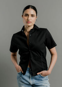 A Bronze Age Mary Top, Fitted Button-Up Blouse | Handcrafted in Vancouver Canada-Tops-abronzeage.com