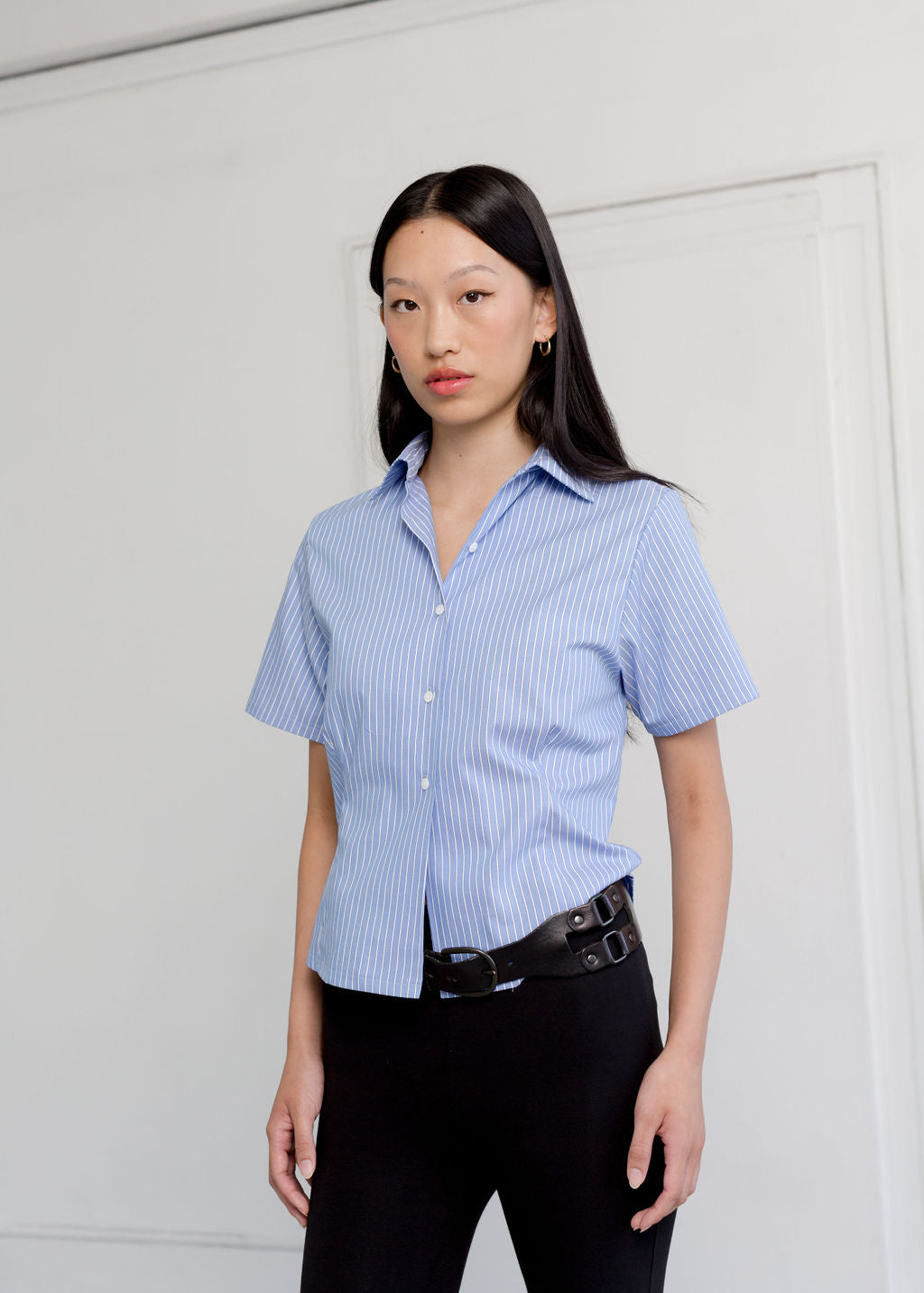 A Bronze Age Mary Top, Fitted Button-Up Blouse | Made in Canada-Tops-Porter Stripe-XS-abronzeage.com