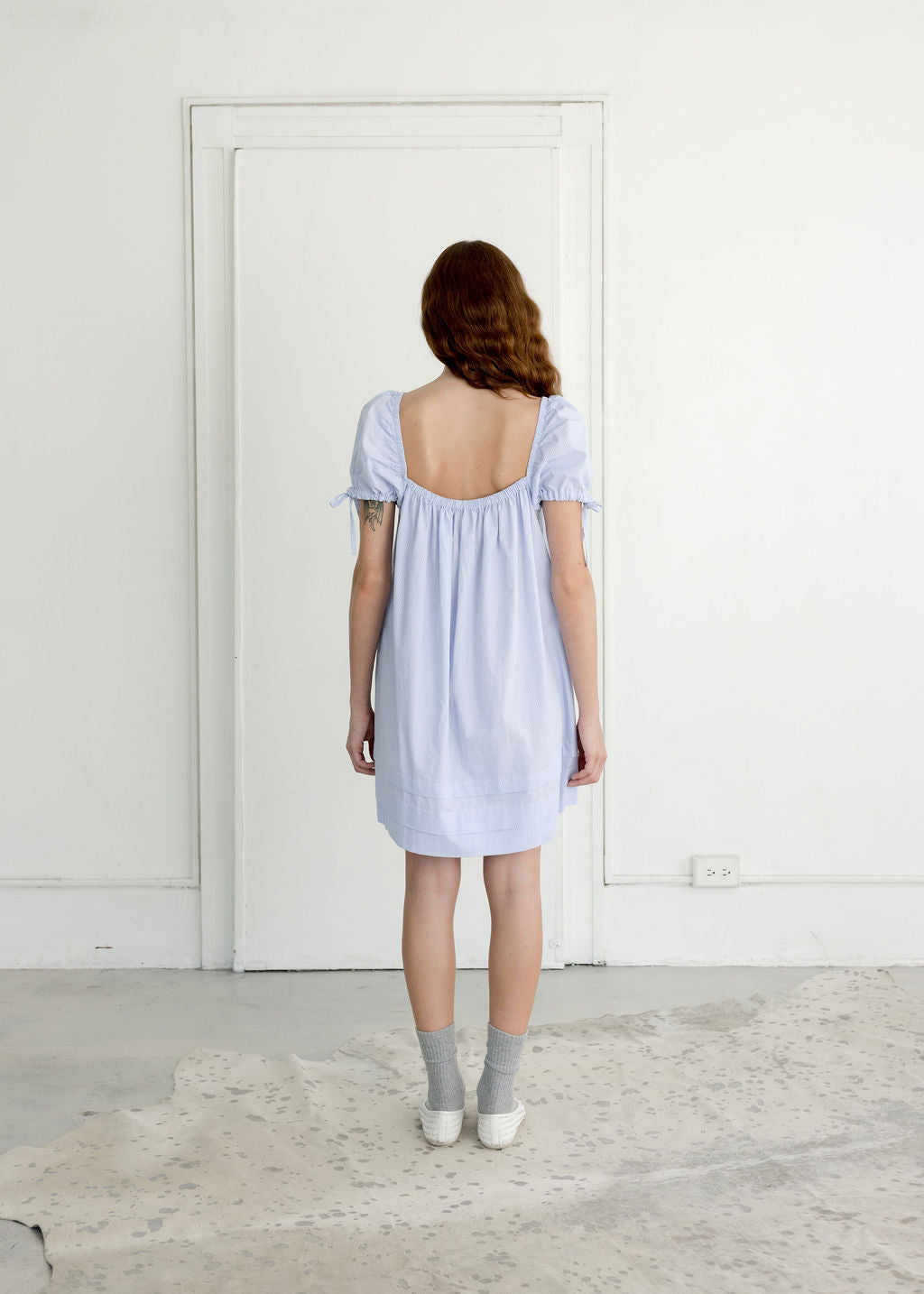 Mazzy Square Neck Cotton Babydoll Dress | Made in Canada-Dresses-abronzeage.com