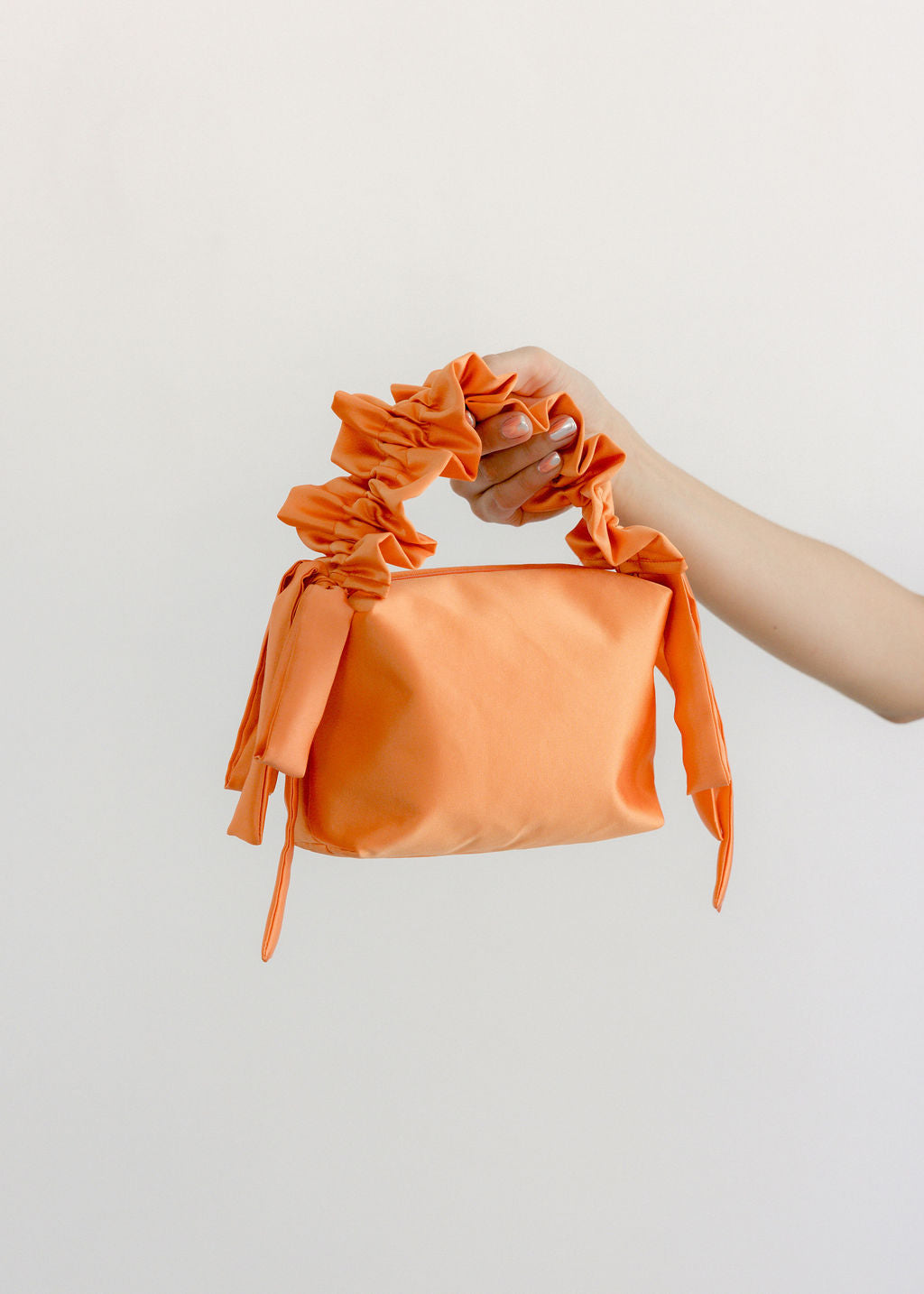 Melody Satin Ruched Handle Evening Clutch Handbag | Made in Canada-Handbags-Tangerine-abronzeage.com