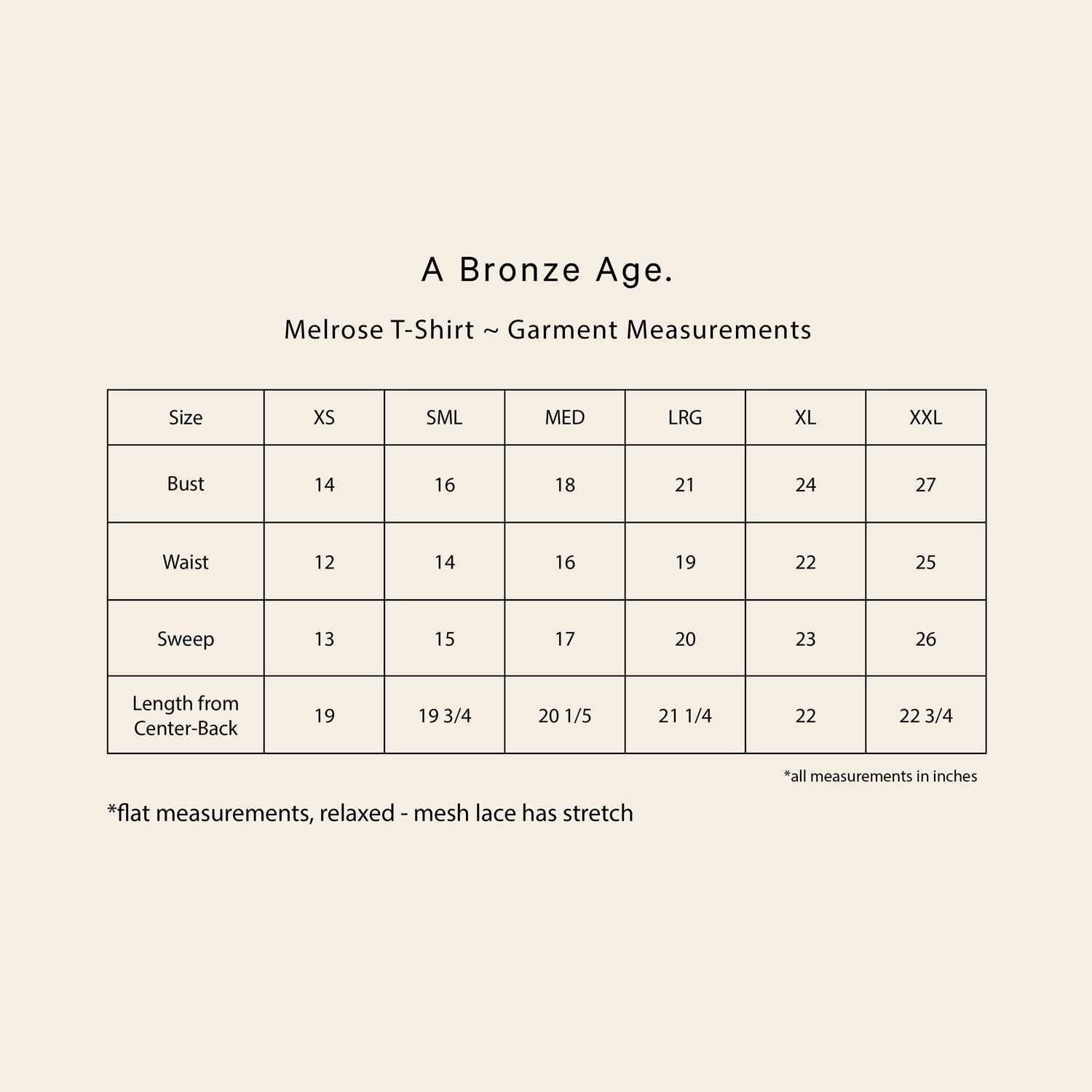 Fit and measurements