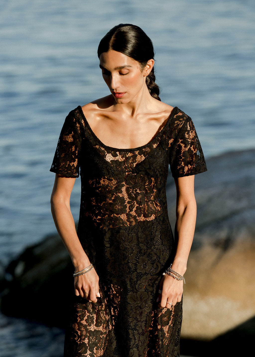 A Bronze Age Mimi Lace Dress, Sheer Fancy Dress | Handcrafted in Vancouver, Canada-Dresses-abronzeage.com
