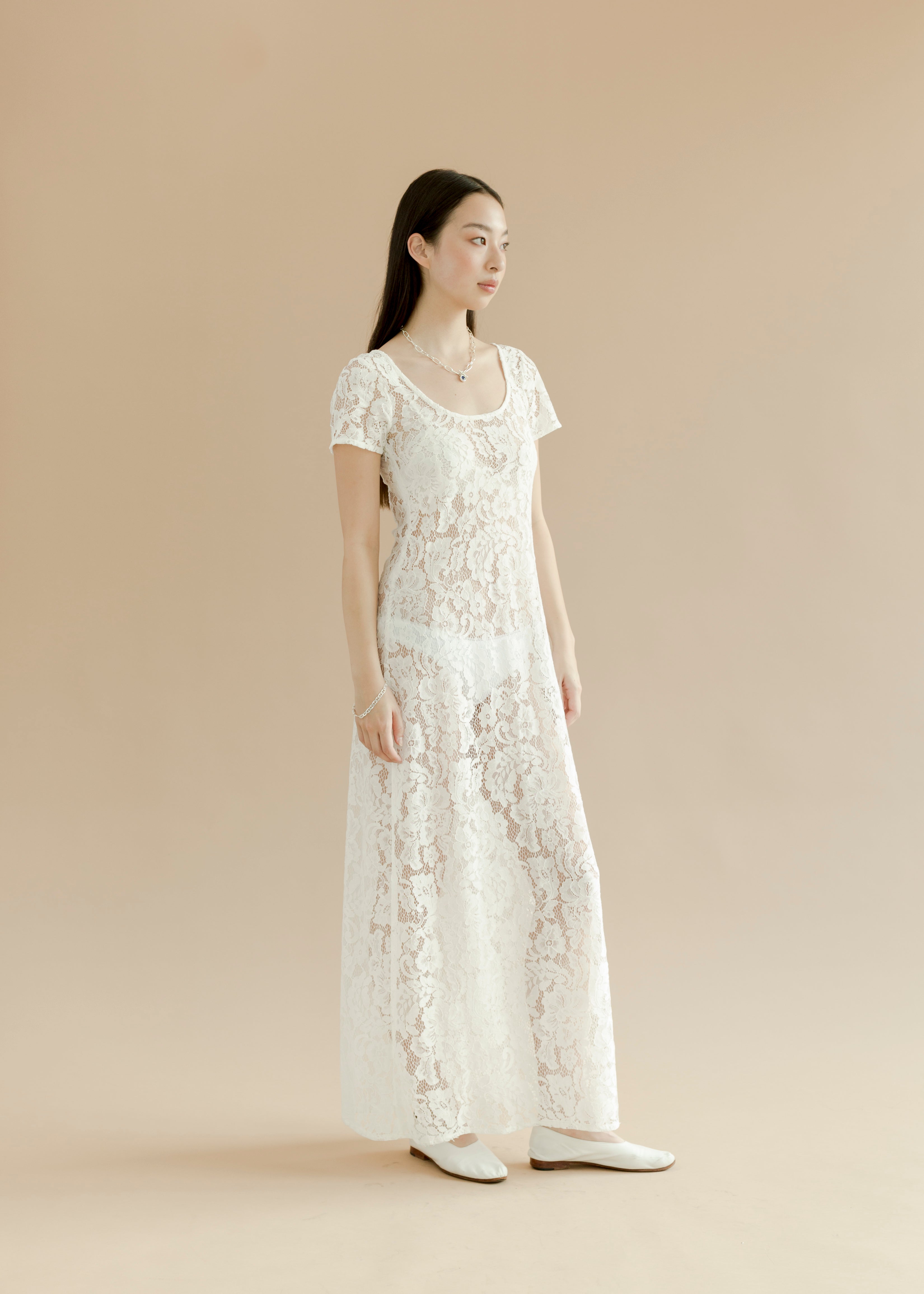 A Bronze Age Mimi Lace Dress, Sheer Fancy Dress | Handcrafted in Vancouver, Canada-Dresses-Ivory Lanai Lace-XS-abronzeage.com