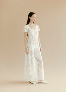 A Bronze Age Mimi Lace Dress, Sheer, Fancy Dress-Dresses-Ivory Lanai Lace-XS-abronzeage.com