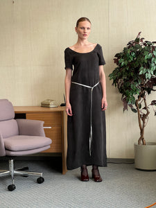 A Bronze Age Mimi Dress - Wide Scoop Neck, Low Scoop Back - Handcrafted in Vancouver, Canada-Dresses-Crow Cupro-XS-abronzeage.com