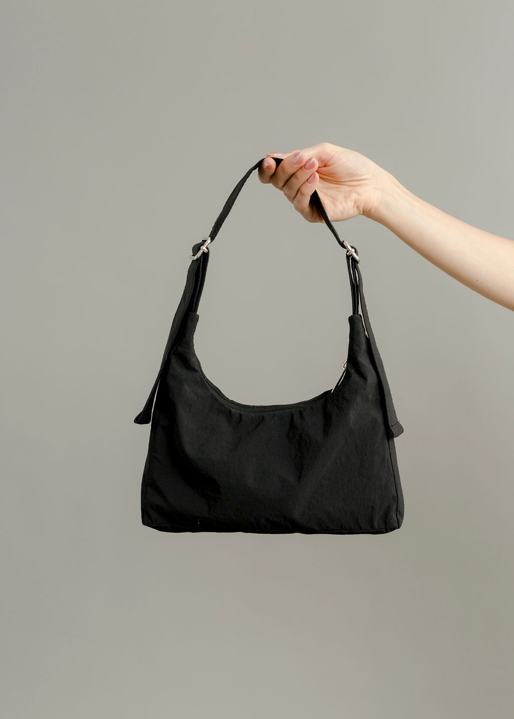 A Bronze Age Mina Shoulder Bag, Adjustable Strap Purse | Made in Canada-Handbags-Black Nylon-abronzeage.com