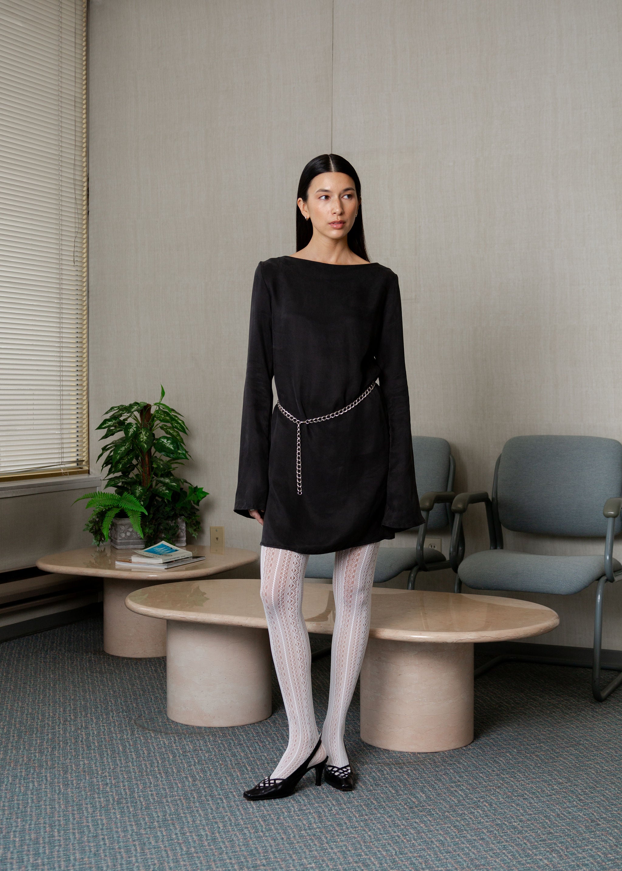 A Bronze Age Monroe Dress, Boat Neckline Bell Sleeve | Made in Canada-Dresses-Crow Cupro-XS-abronzeage.com