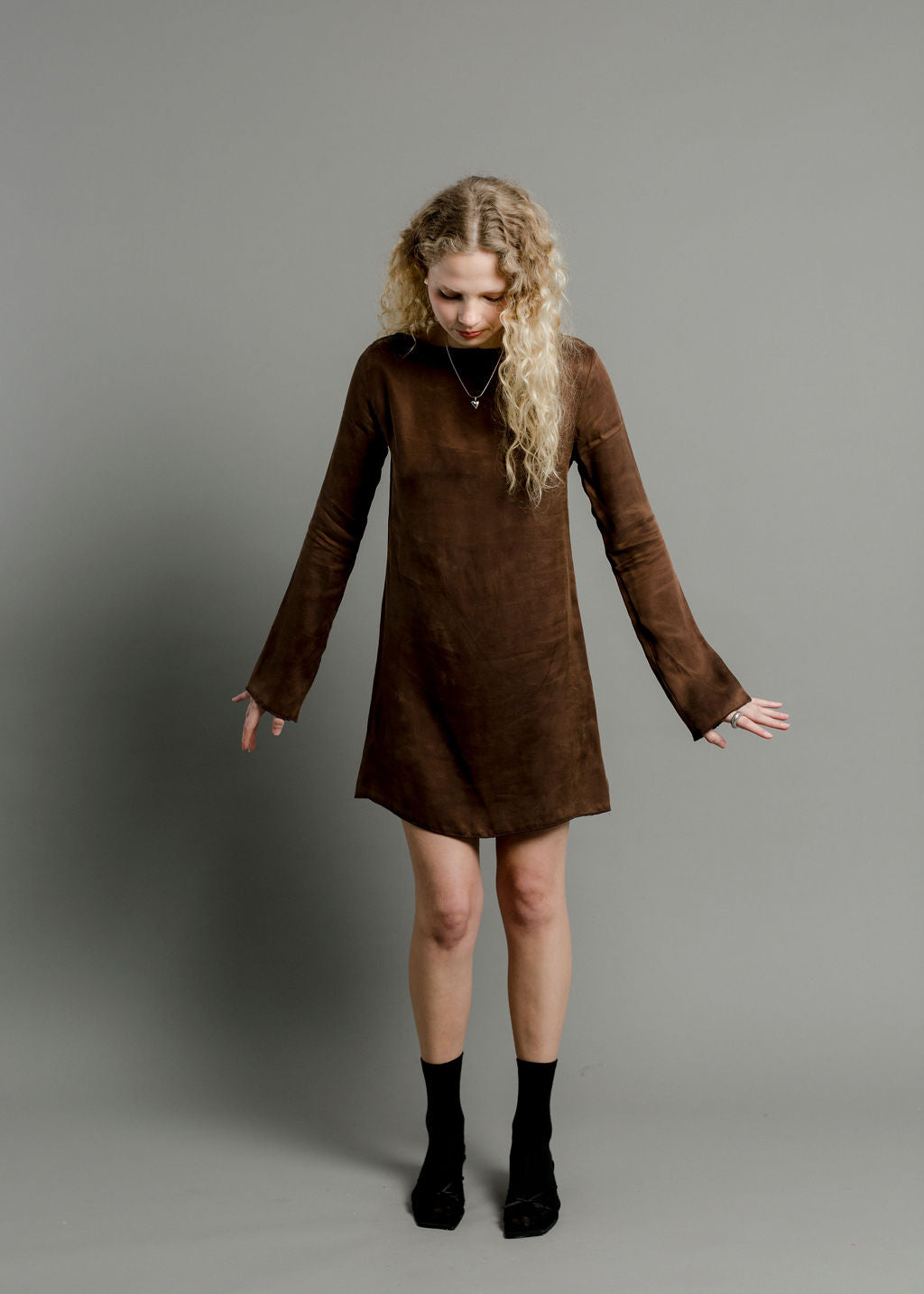 A Bronze Age Monroe Dress, Boat Neckline Bell Sleeve | Made in Canada-Dresses-abronzeage.com