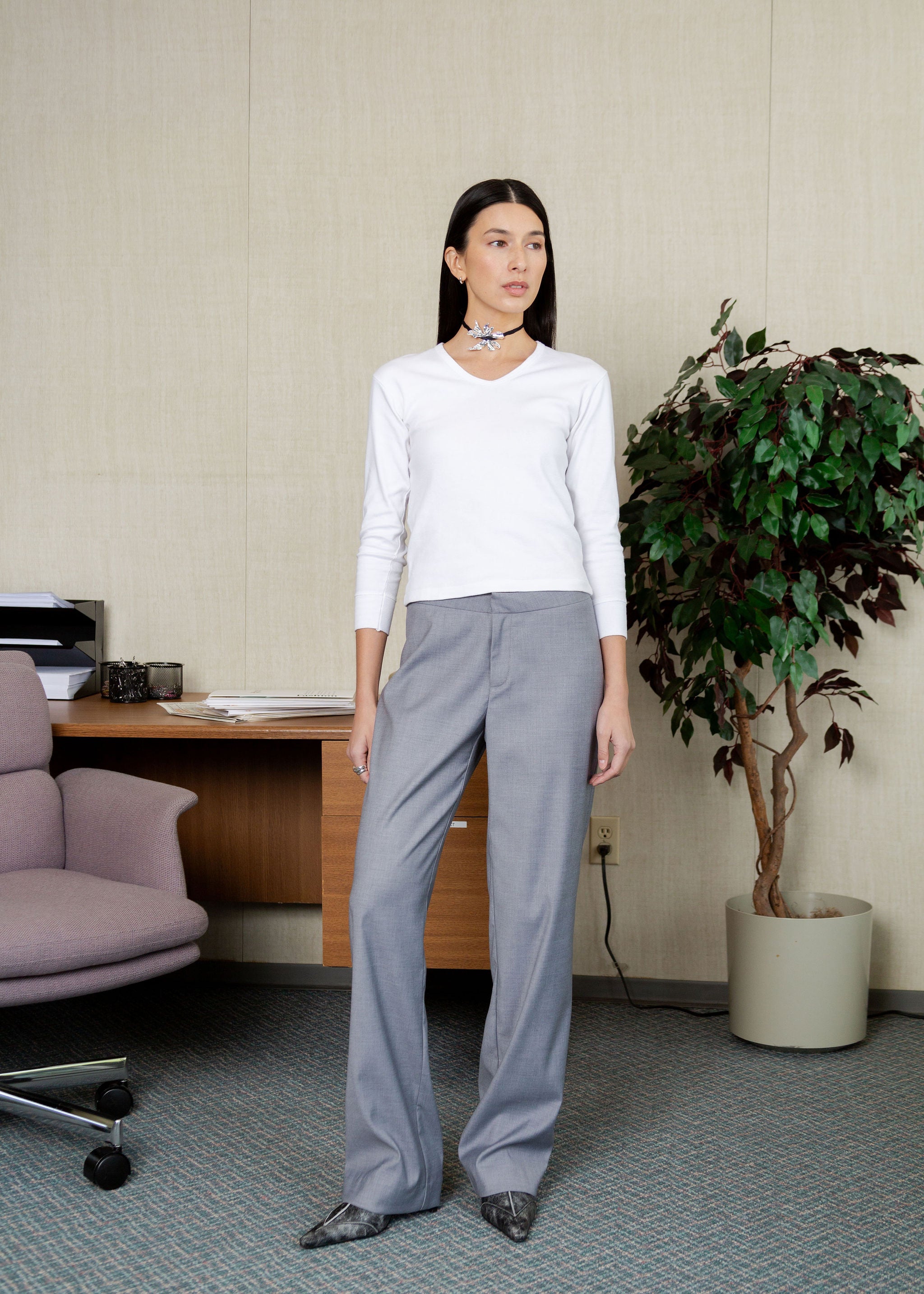 A Bronze Age Nathan Pant, Mid-Low Rise Trouser | Made in Canada-Pants-Cement Suiting-0-abronzeage.com