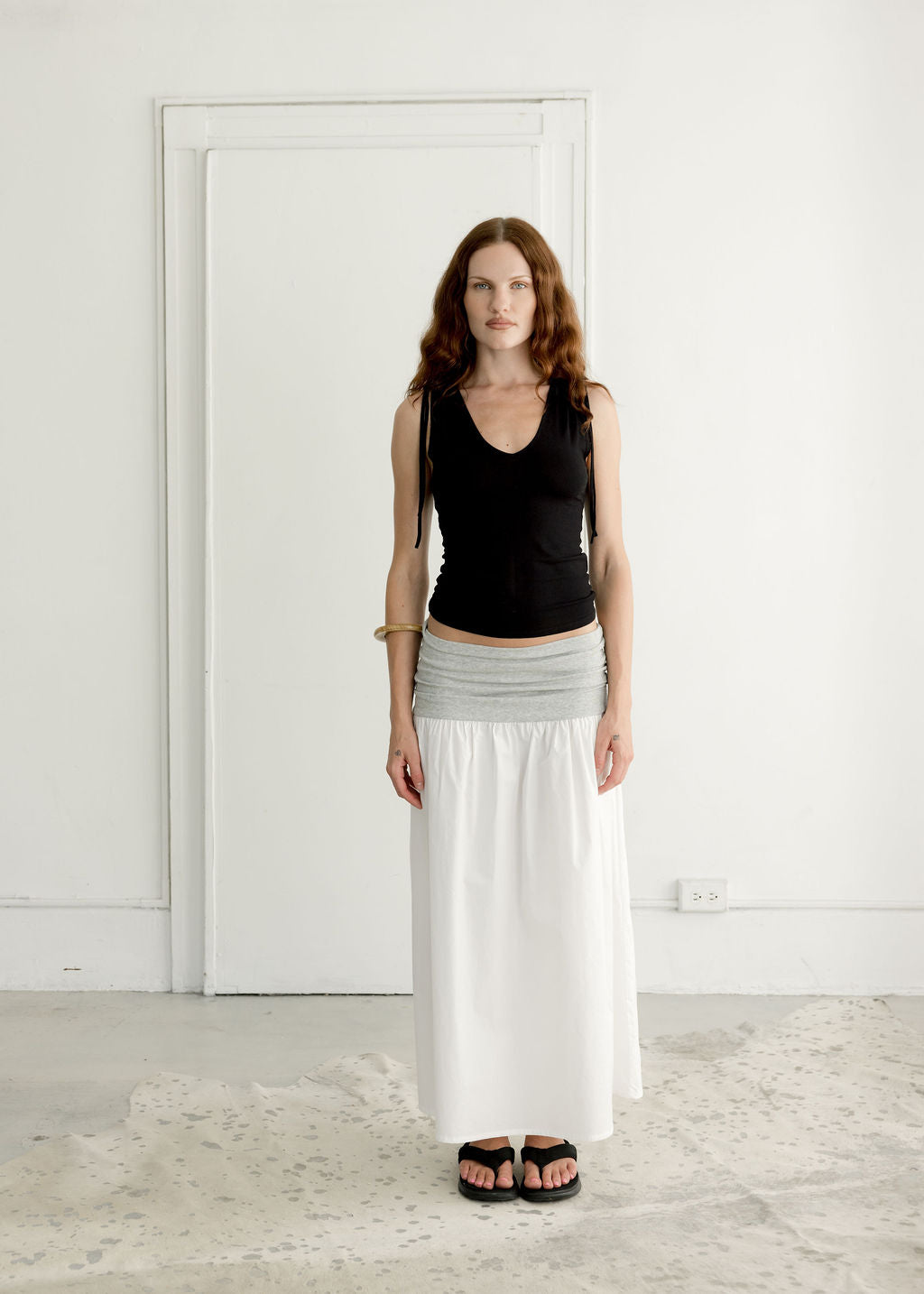 Nina Ruched Waist Skirt - Ready To Ship-Skirts-Sport Grey/White-XS-abronzeage.com