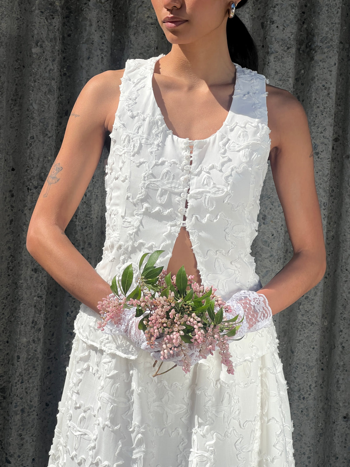 A Bronze Age Oasis Vest, Scoop Neck Vest with Princess Seams & Loop Buttons | Handcrafted in Vancouver Canada-Tops-abronzeage.com
