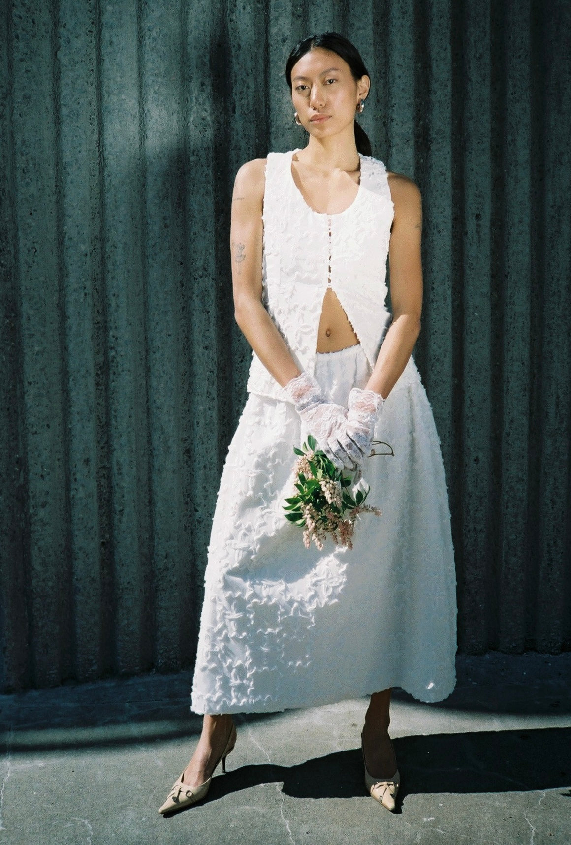 A Bronze Age Oasis Vest, Scoop Neck Vest with Princess Seams & Loop Buttons | Handcrafted in Vancouver Canada-Tops-abronzeage.com