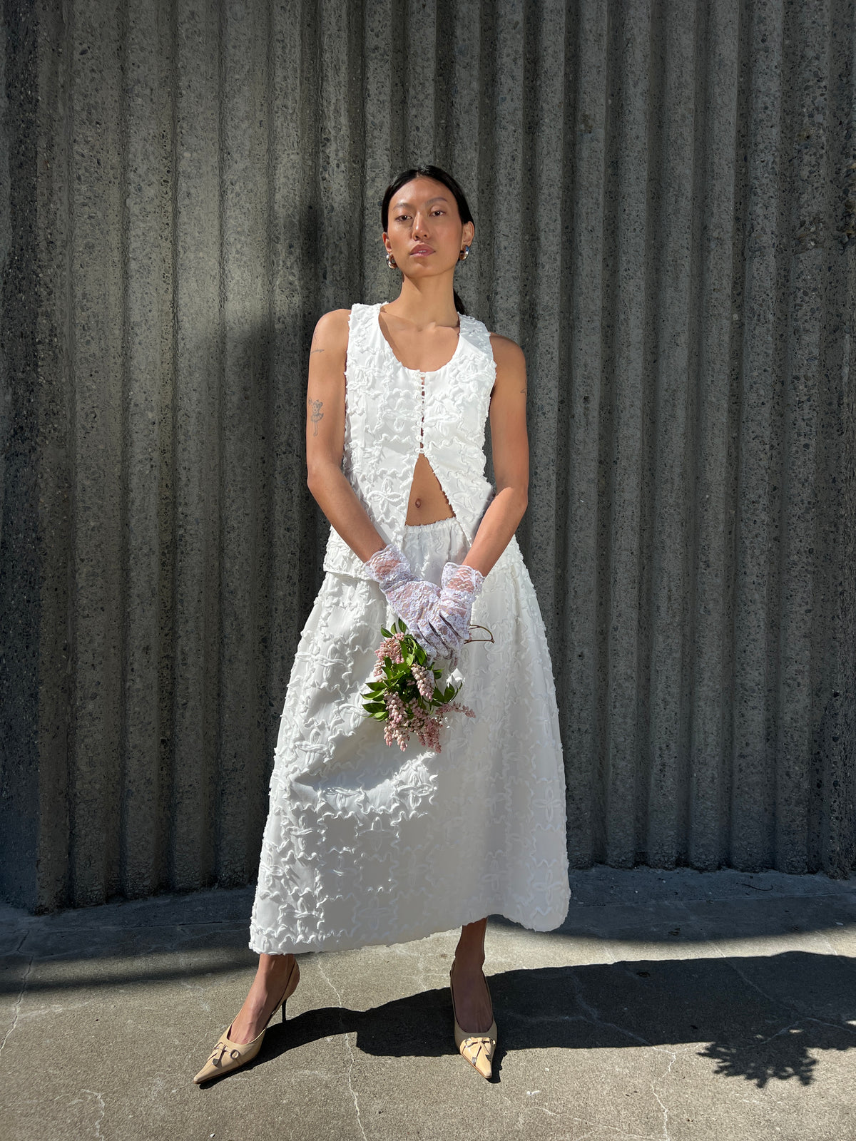 A Bronze Age Oasis Vest, Scoop Neck Vest with Princess Seams & Loop Buttons | Handcrafted in Vancouver Canada-Tops-abronzeage.com