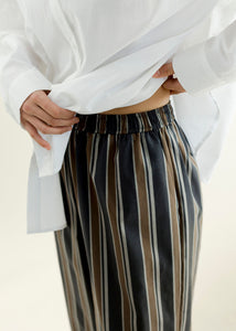 A Bronze Age Onsen Wide Leg Pant, Elastic Waist Cotton Trouser, Canada-Pants-abronzeage.com