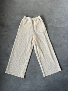 A Bronze Age Onsen Wide Leg Pant, Elastic Waist Cotton Trouser | Made in Canada-Pants-Cream Eyelet-XS-abronzeage.com