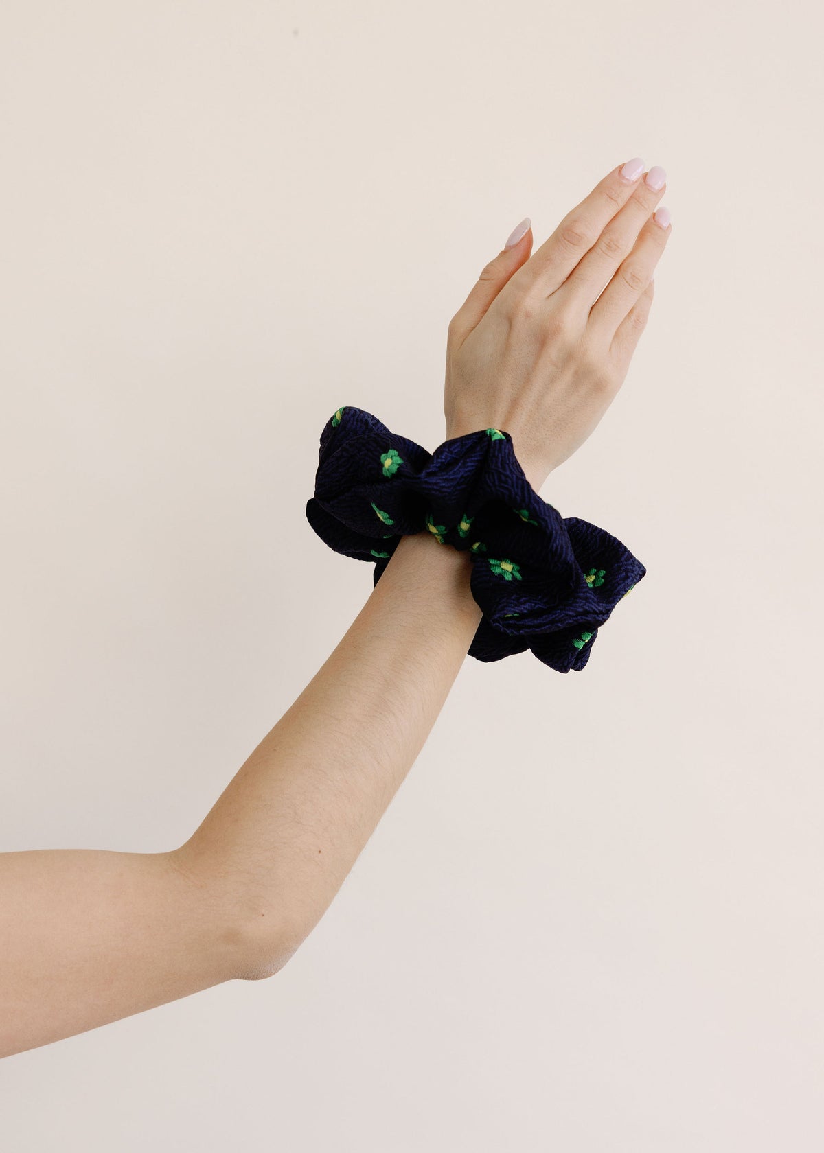 A Bronze Age Speciality Scrunchie, Oversized Organza Hair Scrunchie | Made in Canada-Hair-Emerald Floral-LRG-abronzeage.com