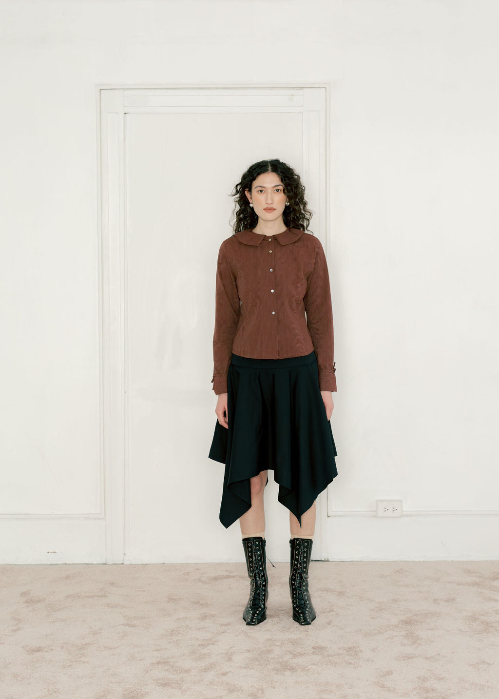 Peter Button Down Shirt with Peter Pan Collar | Made in Canada-Tops-abronzeage.com