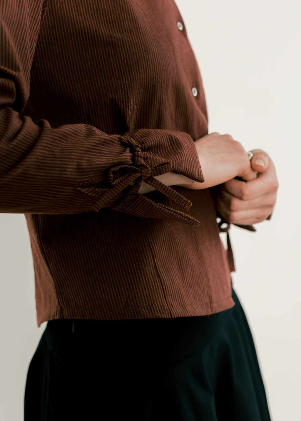 Peter Button Down Shirt with Peter Pan Collar | Made in Canada-Tops-Wine Stripe-XS-abronzeage.com