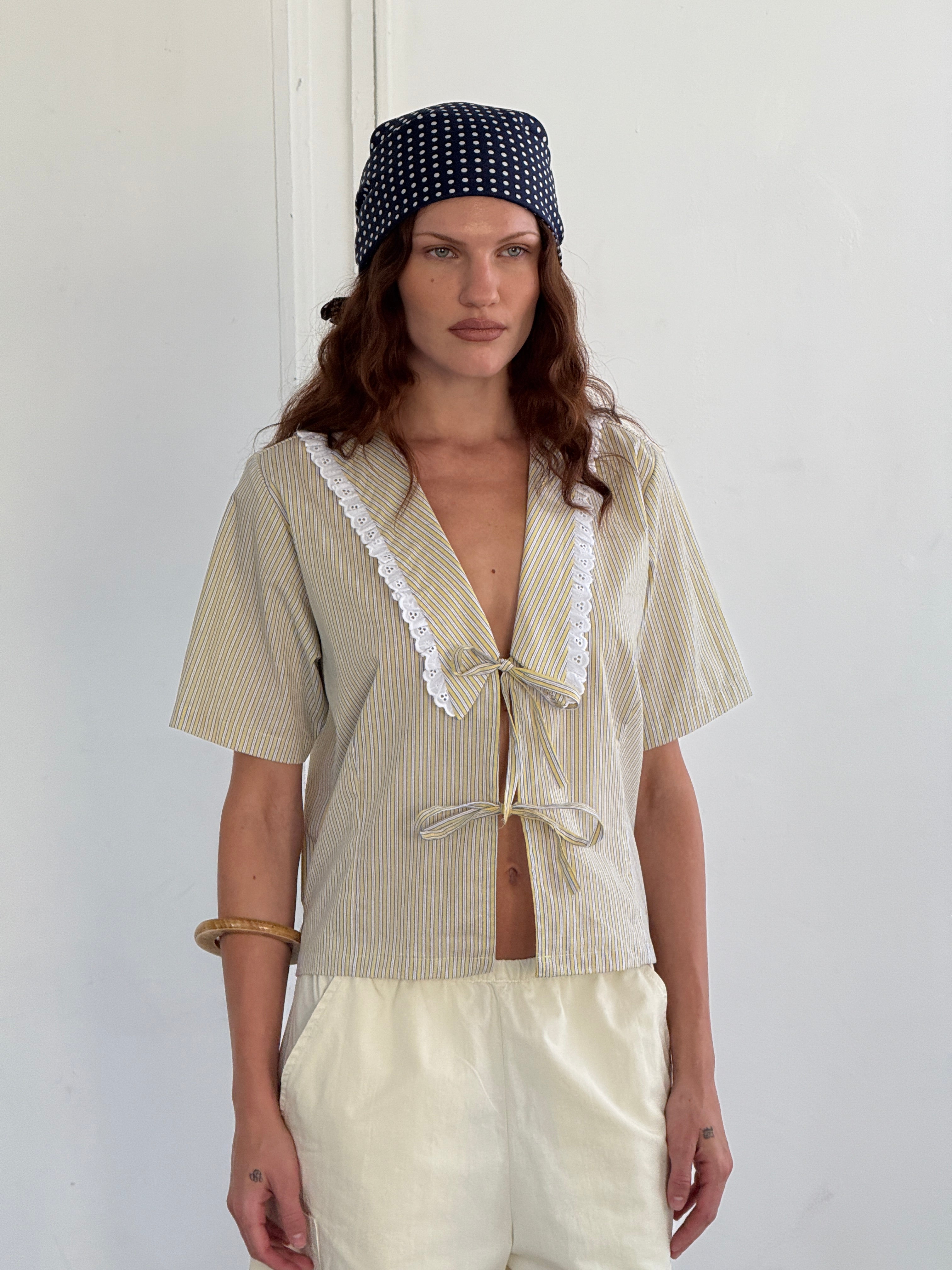 A Bronze Age Marinero Top, Relaxed Fit Blouse, Double Tie Closure | Made in Canada-Tops-abronzeage.com