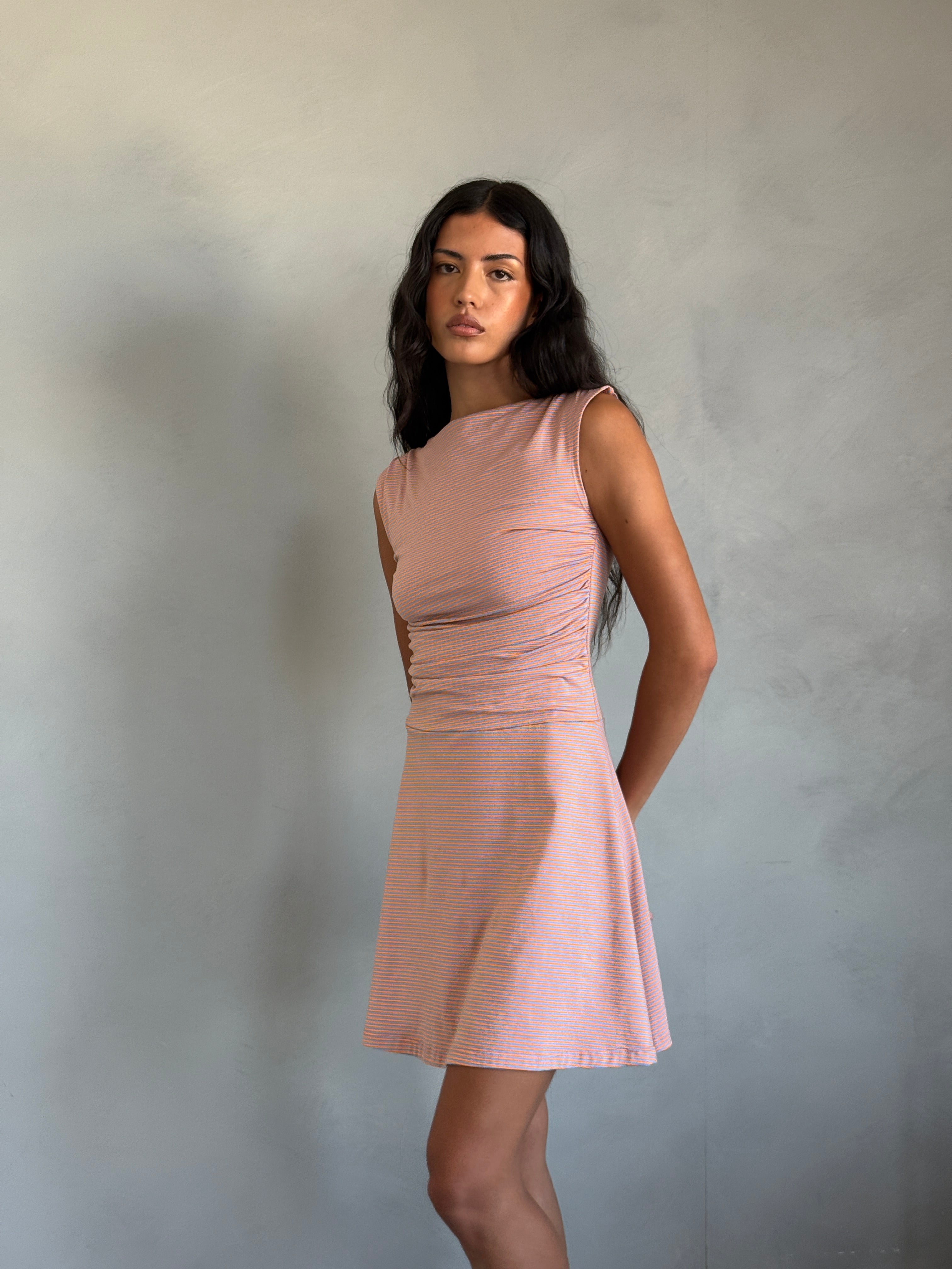 Gwen Side Ruched Sleeveless Cotton-Jersey Dress | Made in Canada-Dresses-abronzeage.com