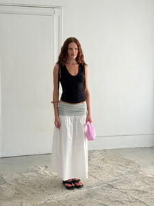 Nina Ruched Waistband Cotton Jersey Skirt | Made in Canada – A