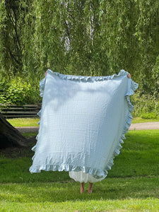 A Bronze Age Croquet Picnic Blanket, Ruffle Trimmed | Handcrafted in Vancouver Canada-Blankets-abronzeage.com