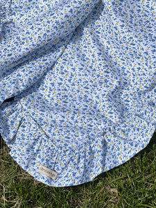 A Bronze Age Croquet Picnic Blanket, Ruffle Trimmed | Handcrafted in Vancouver Canada-Blankets-Picnic Floral-abronzeage.com