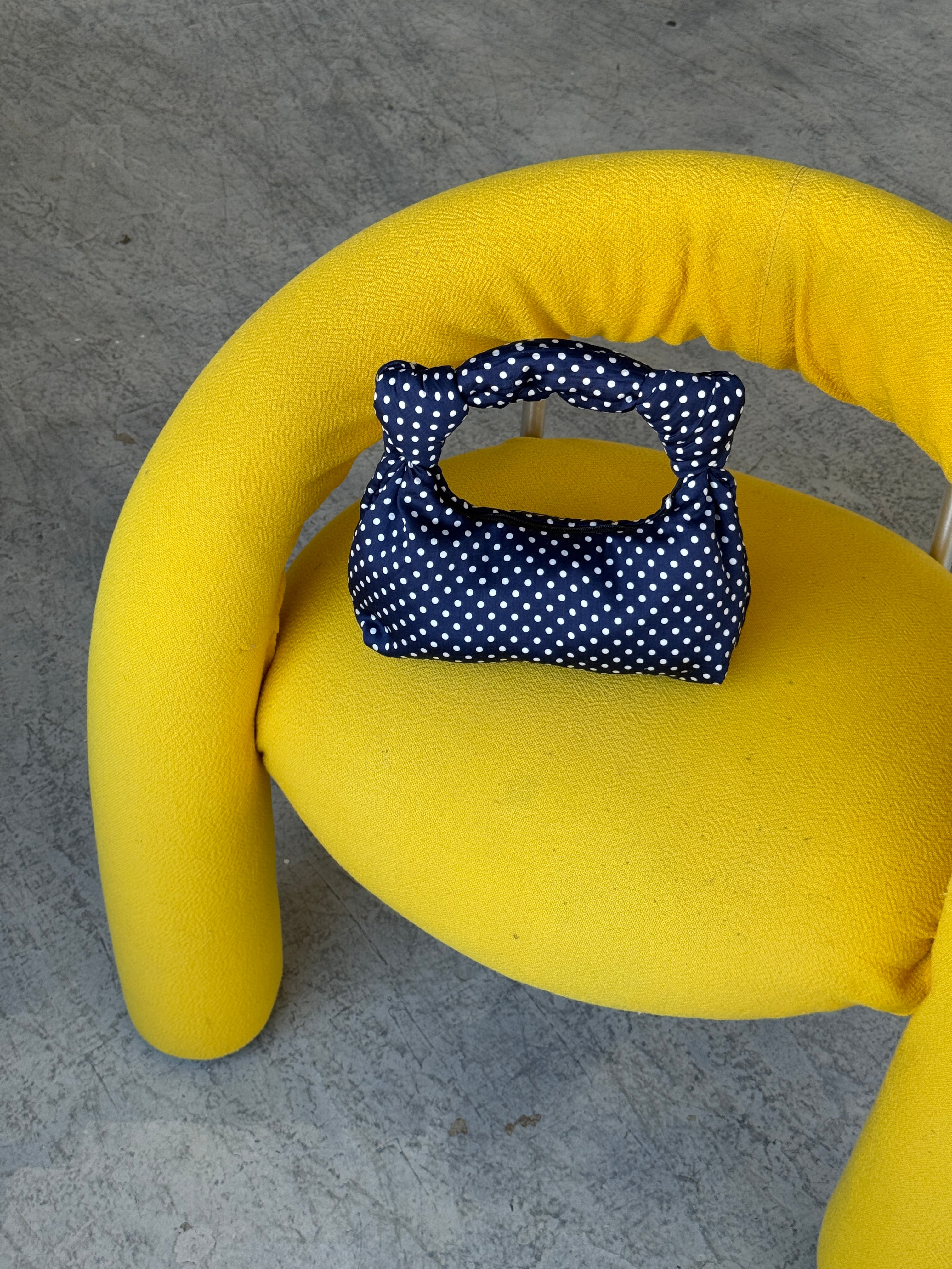 A Bronze Age Bambi Bag, Zip Closure Padded Handbag | Made in Canada-Handbags-Navy Polkadot-abronzeage.com