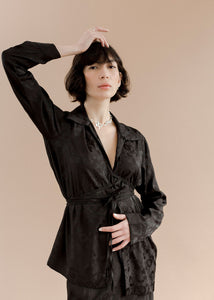 A Bronze Age Revel Wrap Top, Cotton Tie Shirt Blouse, Canada-Tops-Starlight Floral-XS-abronzeage.com