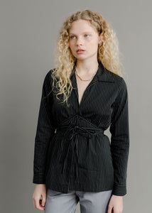 A Bronze Age Revel Wrap Top, Cotton Tie Shirt Blouse, Canada-Tops-abronzeage.com