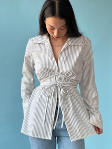 A Bronze Age Revel Wrap Top, Cotton Tie Shirt Blouse, Canada-Tops-abronzeage.com
