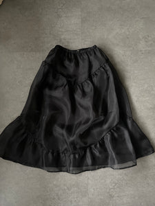 A Bronze Age Rhonda Skirt, Multi-tiered Skirt with Elastic Waist | Made in Canada-Skirts-Black Organza-XS-abronzeage.com