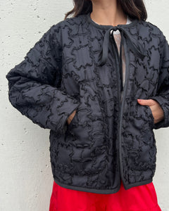 A Bronze Age Rio Quilted Bomber Jacket, Cotton Applique-Jackets and Vests-Black Wiggle-1-abronzeage.com
