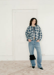 A Bronze Age Rio Quilted Bomber Jacket, Cotton Applique | Made in Canada-Jackets and Vests-Molly Patch Plaid-1-abronzeage.com