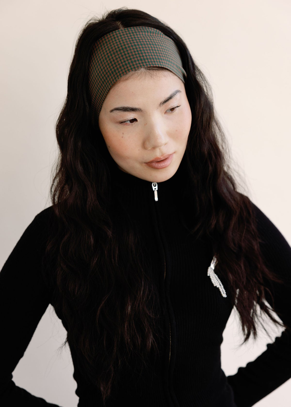 A Bronze Age Riviera Headband, Elasticated Wide Headband | Made in Canada-Hair-Beryl Gingham-abronzeage.com