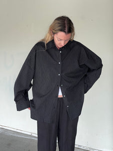 A Bronze Age Robbie Oversized Button-Up Shirt, Cotton Shirt, Canada-Tops-abronzeage.com