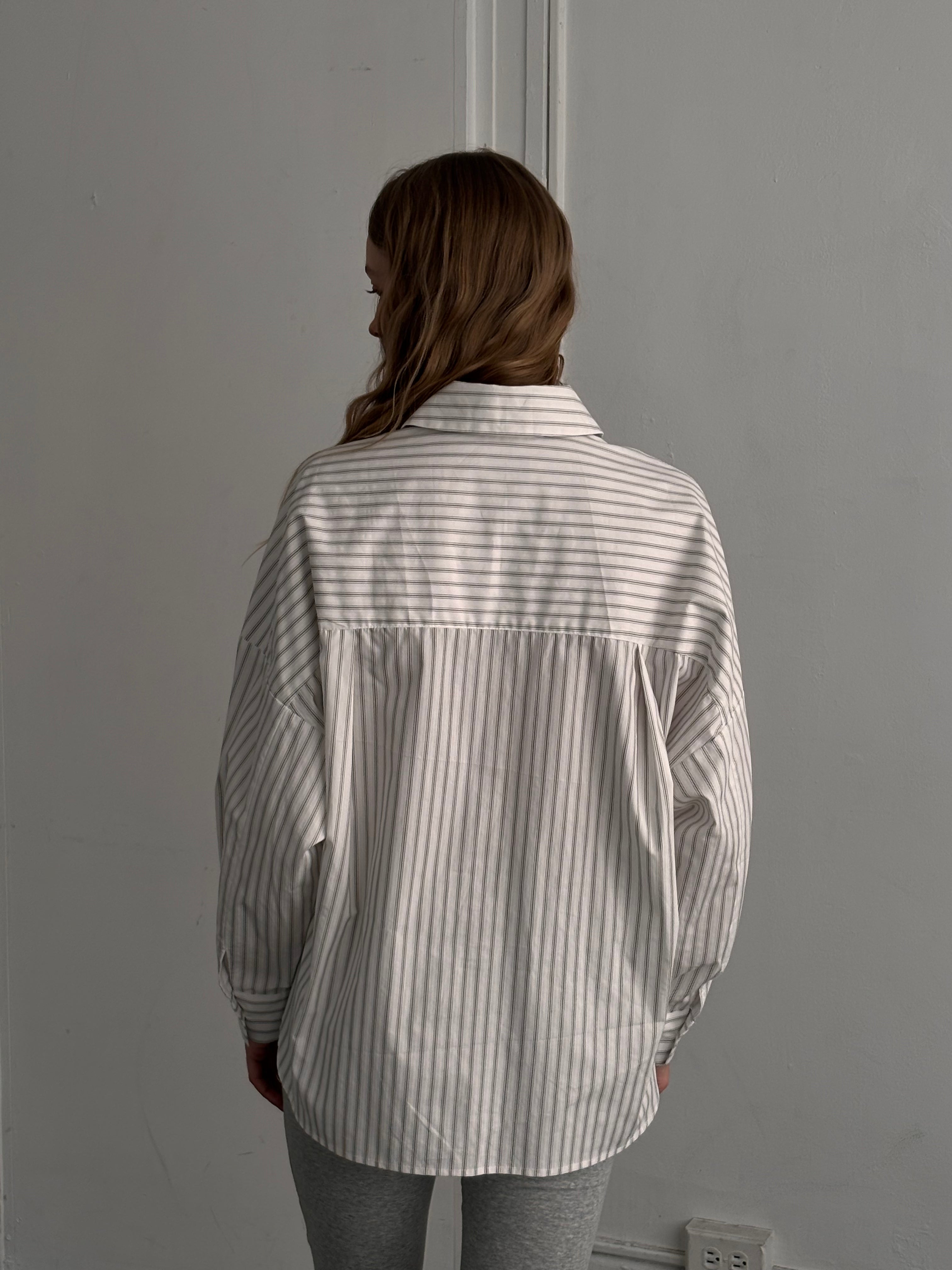 A Bronze Age Robbie Oversized Button-Up Shirt, Cotton Shirt, Canada-Tops-abronzeage.com