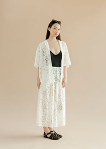A Bronze Age Field Skirt in Lace, Midi Length Elastic Waist, Made in Canada-Skirts-abronzeage.com