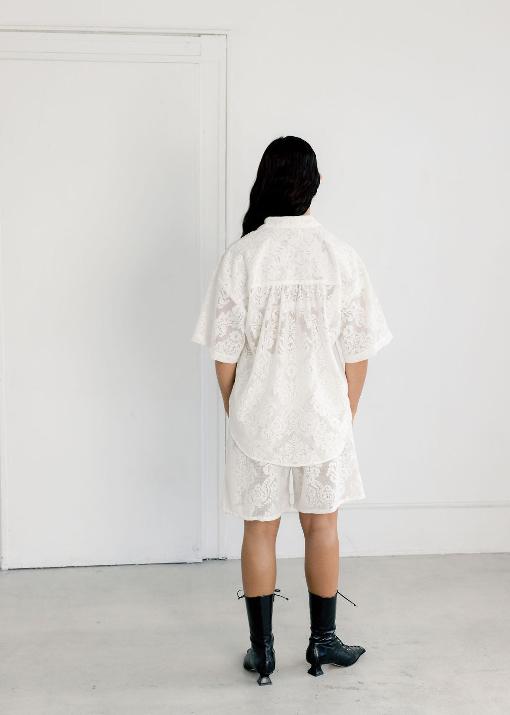 A Bronze Age Lace Romeo Button Down Shirt, Short Sleeve Top, Canada-Tops-abronzeage.com