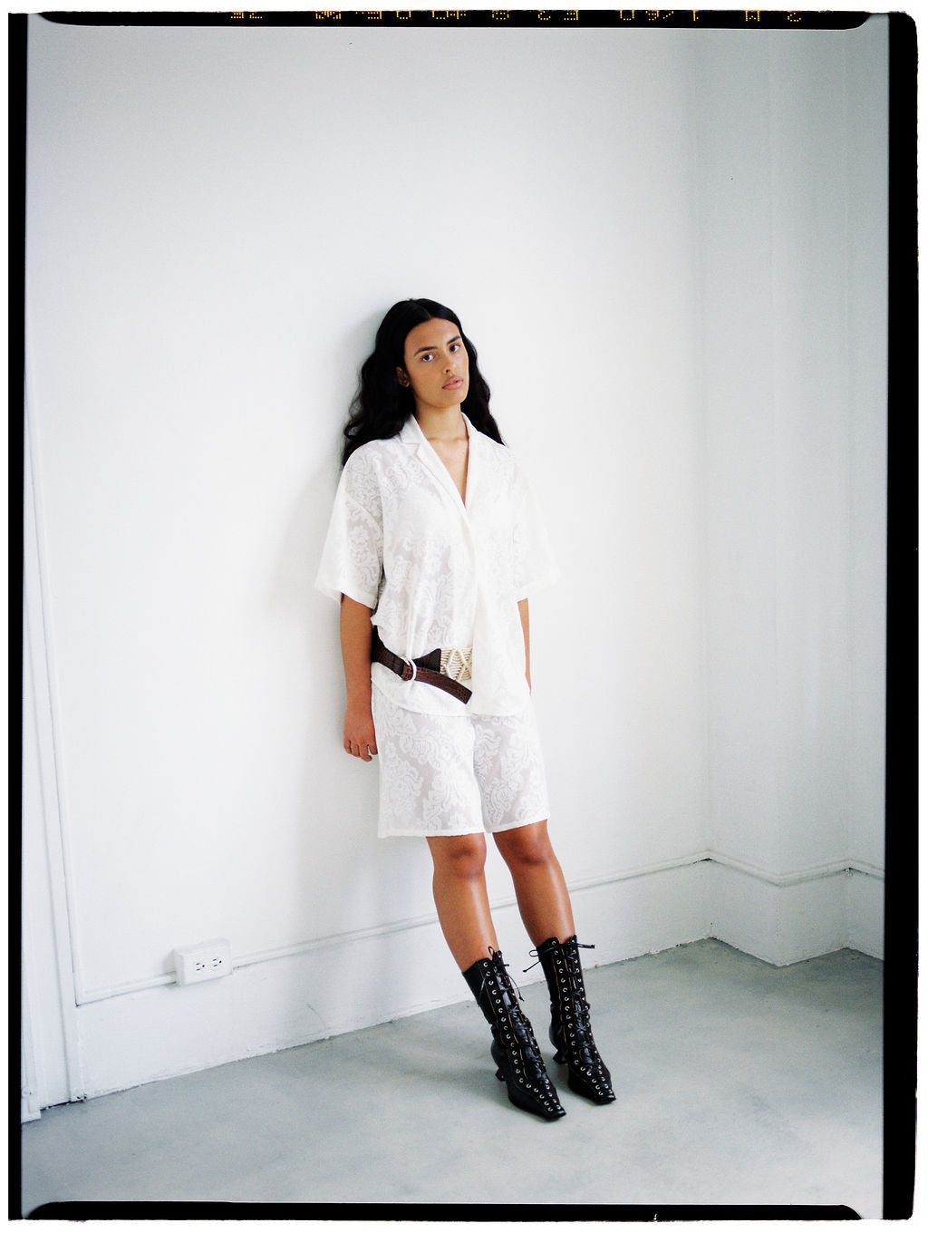 A Bronze Age Lace Romeo Button Down Shirt, Short Sleeve Top, Canada-Tops-abronzeage.com