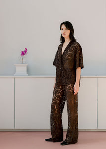 A Bronze Age Lace Romeo Button Down Shirt, Short Sleeve Top, Canada-Tops-abronzeage.com