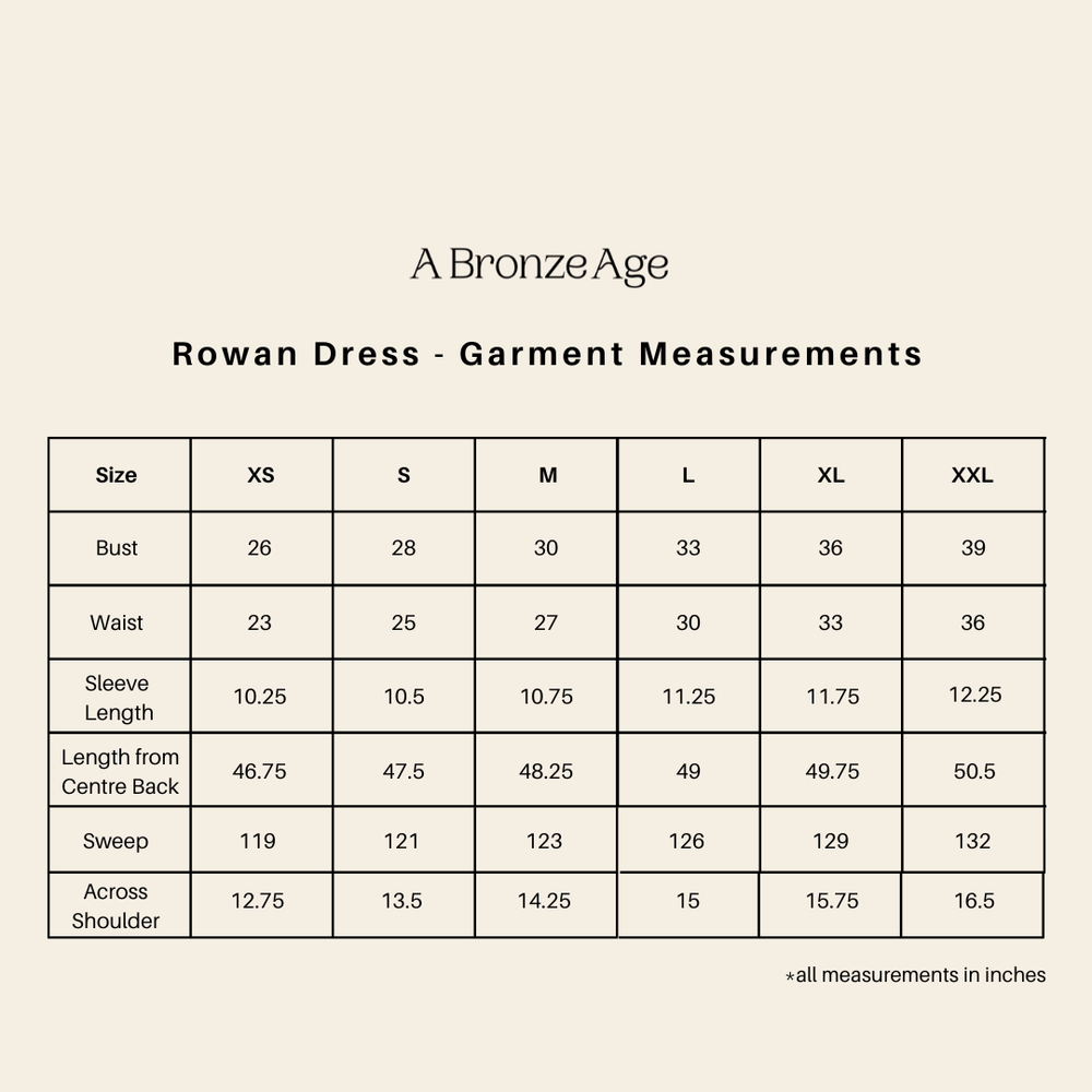 Rohan Size Guide Rowan Dress – A Bronze Age