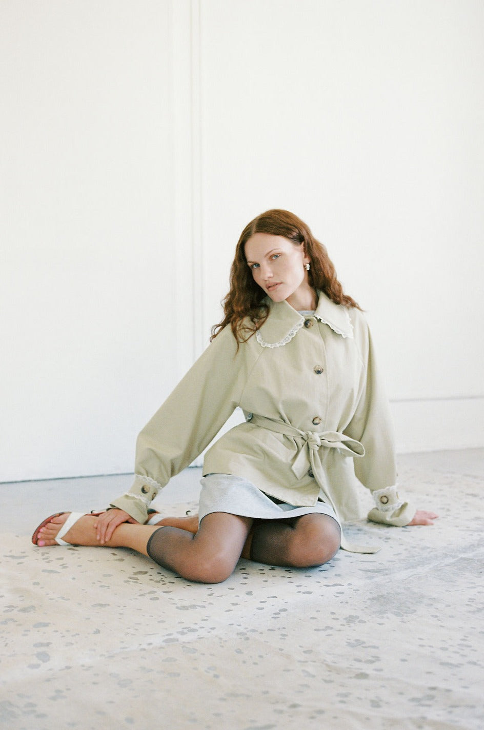 Stockholm Water-Resistant Cropped Trench with Lace Trim - Made in Canada-Jackets and Vests-abronzeage.com