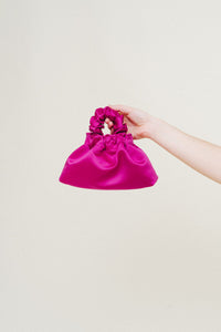 A Bronze Age Halo Mini Satin Bag, Scrunchie Evening Purse, Canada-Handbags-Magenta-abronzeage.com