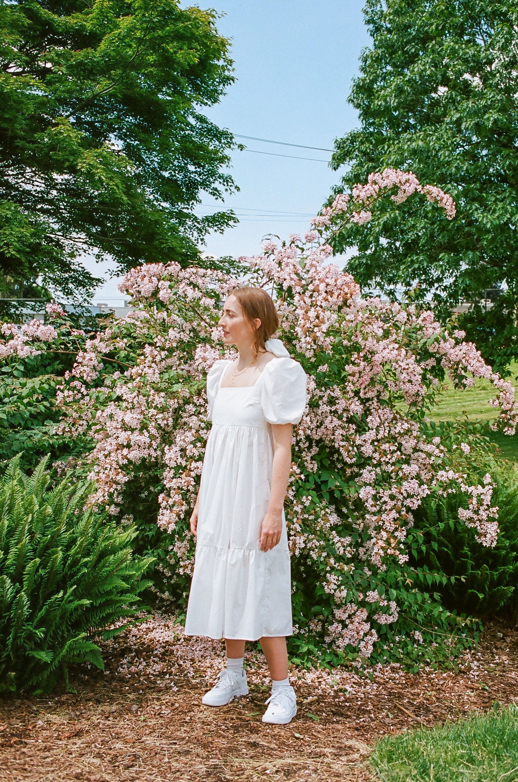 A Bronze Age Serenity Puff Dress, Short Sleeve Cotton Midi, Canada-Dresses-abronzeage.com
