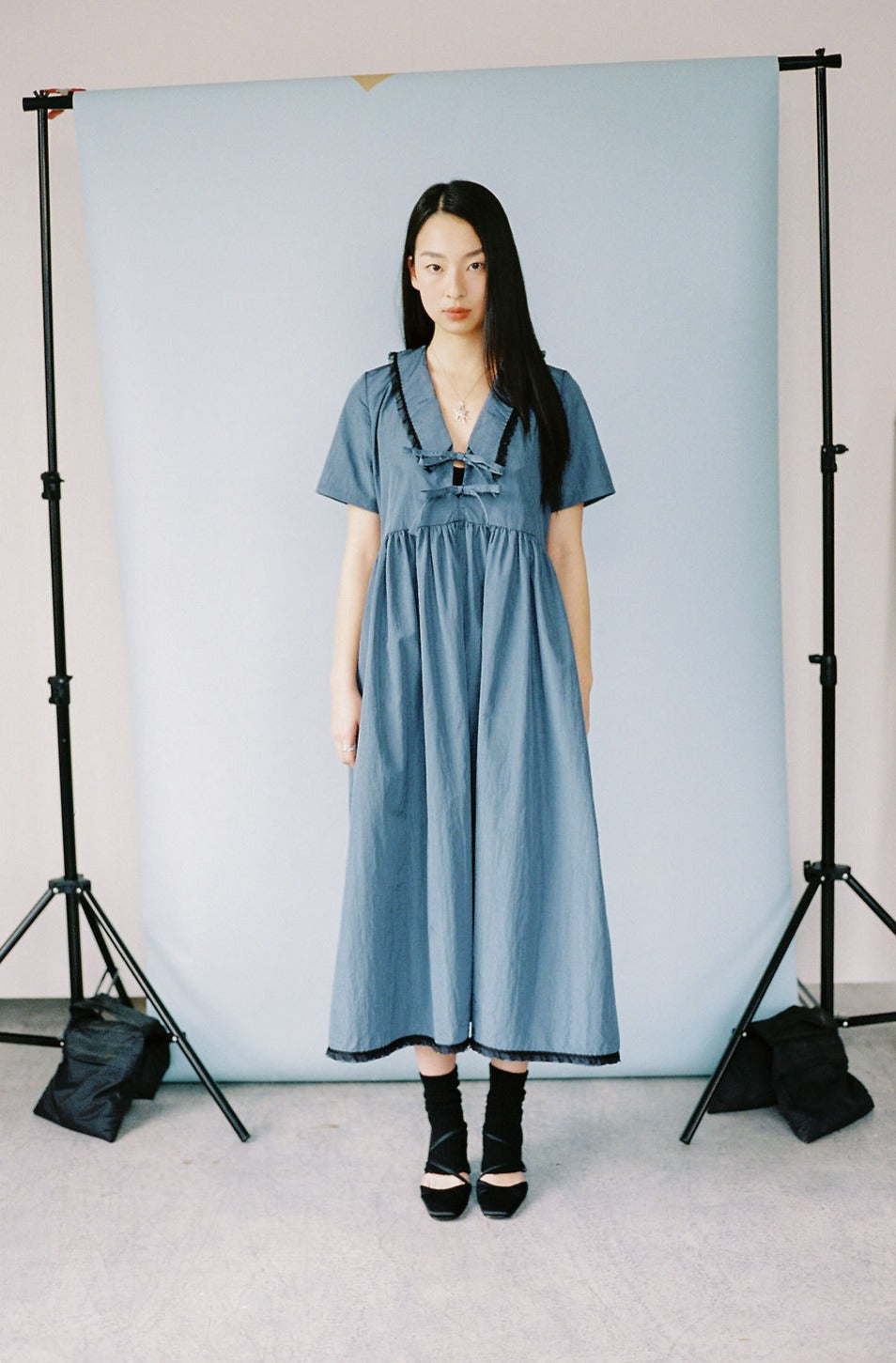 Shiloh Winter Party Dress with Lace Trim Sailor Collar | Made in Canada-Dresses-abronzeage.com