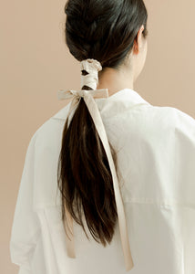 A Bronze Age Silk Hair Wrap, Scrunchie with Long Silk Ties-Hair-Champagne-abronzeage.com