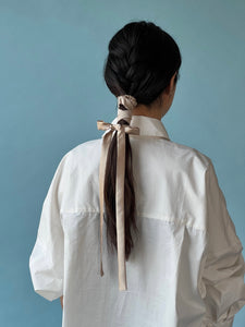 A Bronze Age Silk Hair Wrap, Scrunchie with Long Silk Ties-Hair-Champagne-abronzeage.com