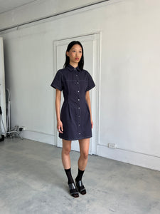 A Bronze Age Sloane Dress, Short Sleeve Mini Dress, Button-Up | Made in Canada -Dresses-abronzeage.com